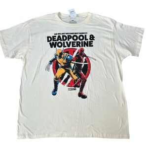 NWT Deadpool Wolverine Marvel T Shirt Cream XL Did We Just Become Best Bubs